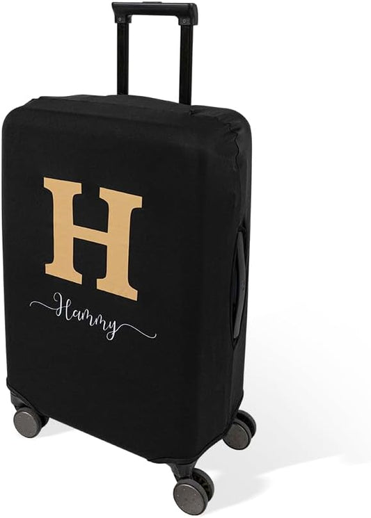 Personalised Name Luggage Cover Custom Thick Elastic Luggage Protector Scratch-Resistant with Initials Fits 18-32 Inch Suitcase Gift for Traveler