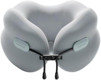 Ultra-Soft Travel Neck Pillow, Ergonomic Design with Contoured Shape, Breathable Fabric,Internal Structure，Travel Blanket Airplane Compact with Bag，Airplane Essentials (English Blue)