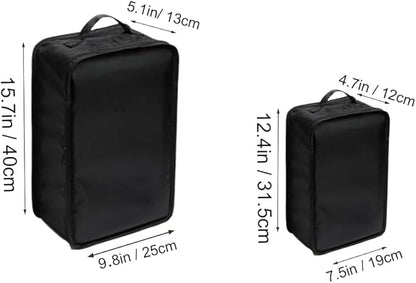 Travel Shoe Bags, Foldable Waterproof Shoe Pouches Organizer-Double Layer (2+2 Black Shoe Bags)