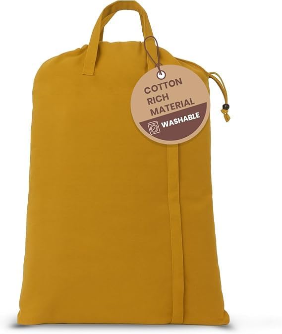 LFH Home Large Premium Cotton Canvas Laundry Bag with Drawstring and Handles Heavy Duty, Multi-Use, and Washable for Home, Travel, College or Storage 20x30 (Pack of 4)-Yellow