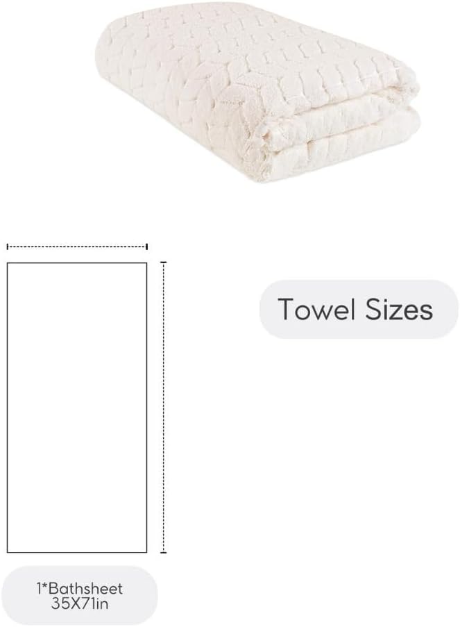 BAGNO MILANO Turkish Cotton Ultra-Soft Plush Absorbent Quick Dry Bathroom Towel Set, Made in Turkey (Cream, Bath Sheet)