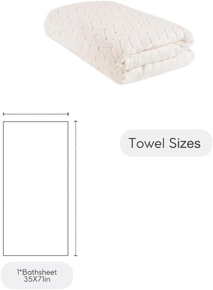 BAGNO MILANO Turkish Cotton Ultra-Soft Plush Absorbent Quick Dry Bathroom Towel Set, Made in Turkey (Cream, Bath Sheet)