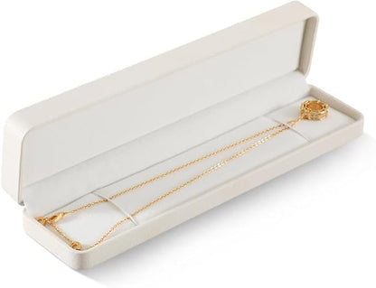 Necklace Box, Leather Bracelet Gift Box,Premium Small Gift Boxes,Luxury Jewelry Box For Chains (White)