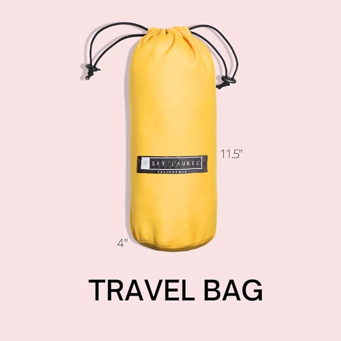 BAY LAUREL Turkish Beach Towel with Travel Bag 39 x 71 Quick Dry Sand Free Lightweight Large Oversized Towels Light (Powder with Yellow Bag)