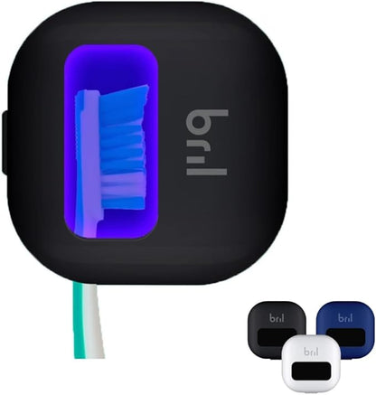 Bril UV-C Toothbrush Sanitizer and Holder, Portable Cleaner, Travel Cover, Magnetic Holder, and Rechargeable Case for Any Size Toothbrush, Black