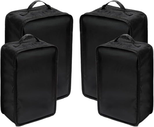 Travel Shoe Bags, Foldable Waterproof Shoe Pouches Organizer-Double Layer (2+2 Black Shoe Bags)