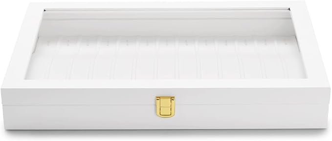 Oirlv White Leather Acrylic Lid Jewelry Necklace Organizer Box Necklace Bracelet Display Holder Case Drawer Insert Women Gift