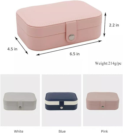 Jewelry Box For Girls | PU Leather Travel Jewelry Case | Jewelry Boxes For Women | Jewelry Organizers And Storage | Box For Earring, Ring, Necklace - Bridesmaid Gifts For Women (Pink)
