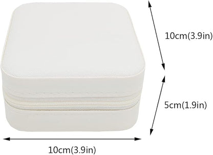 Mini Jewelry Case, Small Travel Jewelry Organizer, Portable Jewelry Box Storage Display Box For Rings, Earrings, Necklaces (White-4)