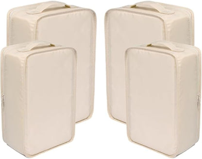 Travel Shoe Bags, Foldable Waterproof Shoe Pouches Organizer-Double Layer (2+2 Cream Shoe Bags)