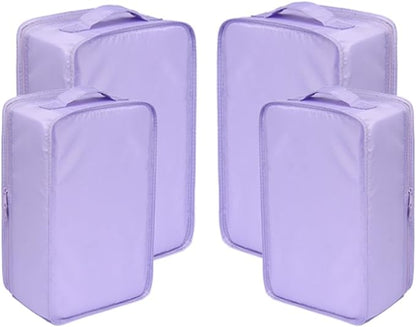 Travel Shoe Bags, Foldable Waterproof Shoe Pouches Organizer-Double Layer (2+2 Purple Shoebags)