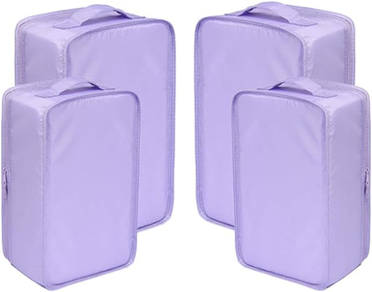 Travel Shoe Bags, Foldable Waterproof Shoe Pouches Organizer-Double Layer (2+2 Purple Shoebags)