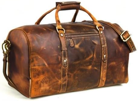 Leather Duffel Bag for Men & Women Travel, Weekend, Overnight, Gym Bag