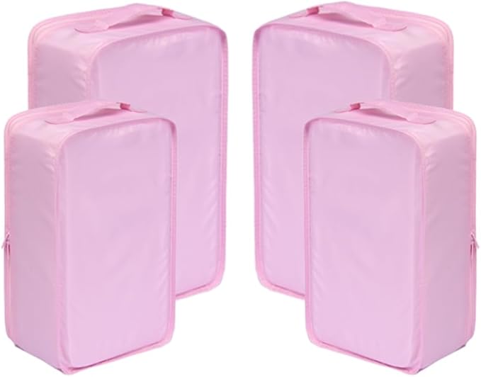 Travel Shoe Bags, Foldable Waterproof Shoe Pouches Organizer-Double Layer (2+2 Pink Shoebags)
