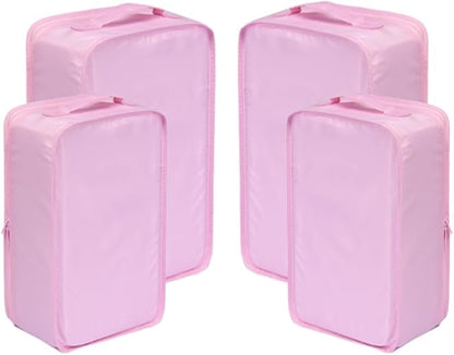 Travel Shoe Bags, Foldable Waterproof Shoe Pouches Organizer-Double Layer (2+2 Pink Shoebags)