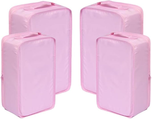 Travel Shoe Bags, Foldable Waterproof Shoe Pouches Organizer-Double Layer (2+2 Pink Shoebags)