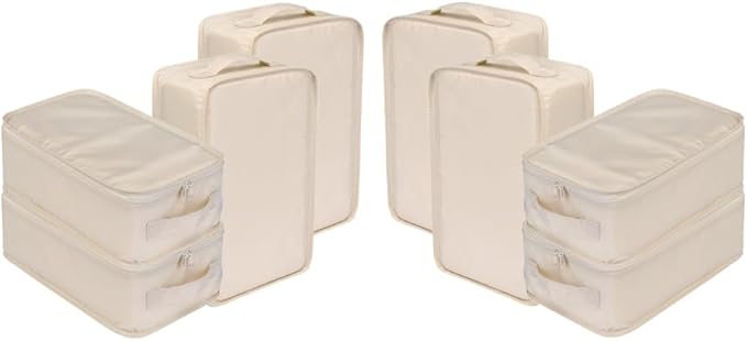 Travel Shoe Bags, Foldable Waterproof Shoe Pouches Organizer-Double Layer (8 Cream Shoe Bags)