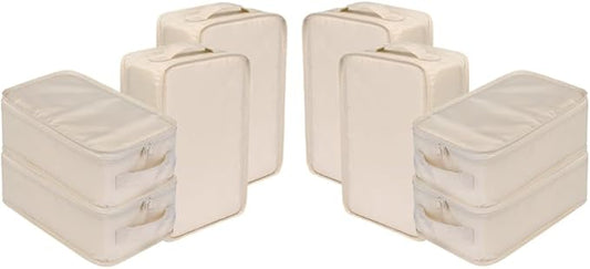 Travel Shoe Bags, Foldable Waterproof Shoe Pouches Organizer-Double Layer (8 Cream Shoe Bags)