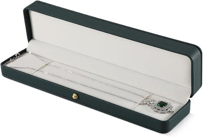 Bracelet Box, Leather Necklace Gift Box,Premium Small Jewelry Box,Luxury Gift Box For Chains (Dark Green)