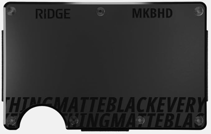 Ridge Wallet for Men - Slim Minimalist Compact Wallet and Card Holder, RFID Protected Front Pocket Wallets for Men with Integrated Cash Strap (Matte Black Everything)