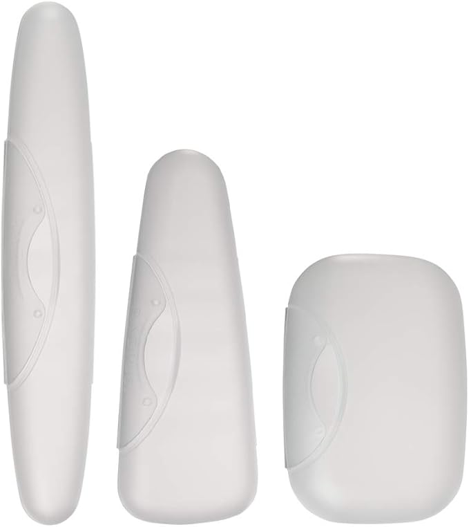 RADIUS Toothbrush Portable Travel Case Kit Standard Toothbrush Soap Razor Case Storage Box for Travel BPA Free 3 Count - Opaque White