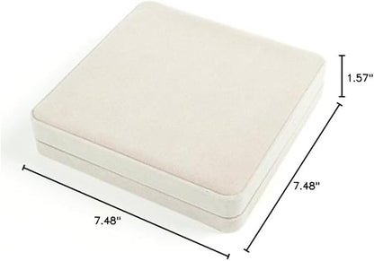 Jewelry Set Velvet Box Necklace Earring Ring Necklace Bracelet Gift Display Case Wedding Jewelry Storage Holder (Beige)