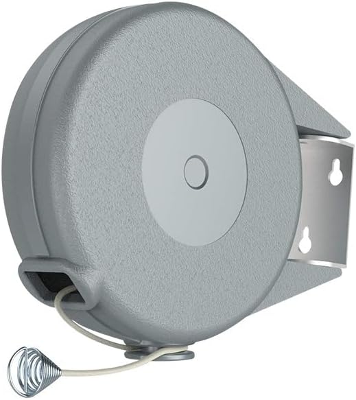 RE-Tract Retractable Clothesline Indoor and Outdoor with Wall Mount/Mounting Bracket – Clothes Drying Rack – Hang Wet Clothing (Grey, 12 Meters)