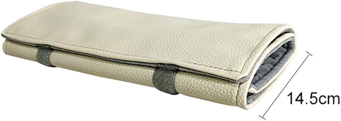 Portable Jewelry Roll Untangled Secure Necklace Travel Storage Bag Displays Holder 16 Chain (Gray PU and Gray Velvet)