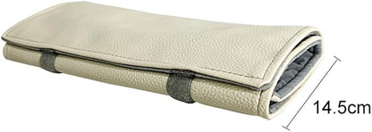 Portable Jewelry Roll Untangled Secure Necklace Travel Storage Bag Displays Holder 16 Chain (Gray PU and Gray Velvet)