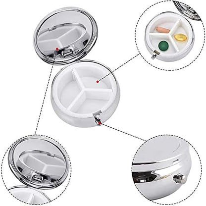 Pill Box,Cute Dog Round Pill Box 3 Compartment Decorative Pocket Purse Portable Mini Travel Medicine Tablet Vitamin Holder Organizer Pill Case