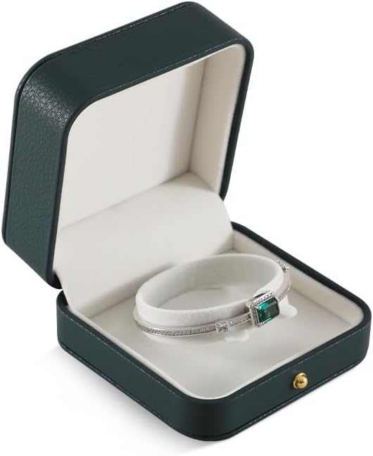 Leather Bracelet Gift Box for Men - Premium Small Luxury Bangle Box (Dark Green)