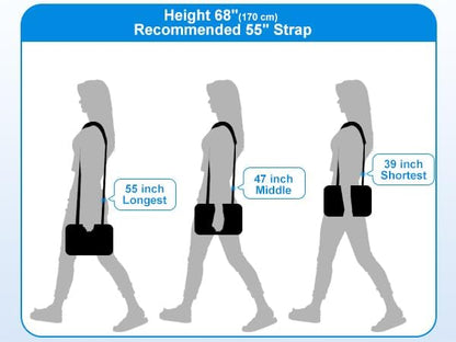 3D Air Cushion Ultra Comfortable Bag Strap, 67" Thicken Shoulder Strap with Double Adjustable Buckles and Metal Hooks, Ideal for Laptop Messenger Bag/Crossbody Bag(Reduced Stress)