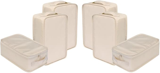 Travel Shoe Bags, Foldable Waterproof Shoe Pouches Organizer-Double Layer (6 Cream Shoe Bags)