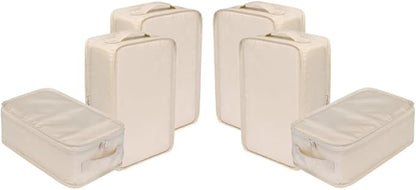 Travel Shoe Bags, Foldable Waterproof Shoe Pouches Organizer-Double Layer (6 Cream Shoe Bags)