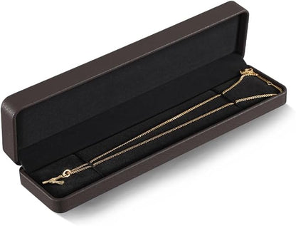 Bracelet Box, Leather Necklace Gift Box,Premium Small Jewelry Box,Luxury Gift Box For Chains (Brown)