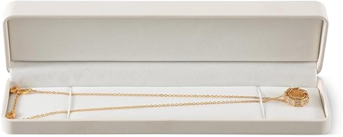 Necklace Box, Leather Bracelet Gift Box,Premium Small Gift Boxes,Luxury Jewelry Box For Chains (White)
