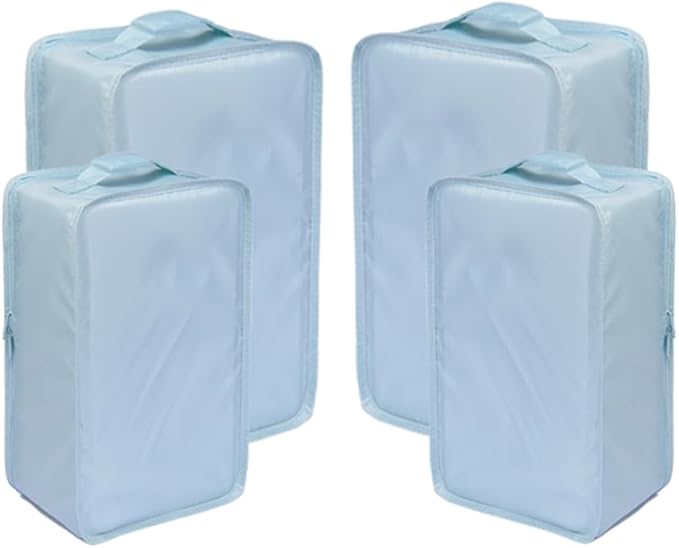 Travel Shoe Bags, Foldable Waterproof Shoe Pouches Organizer-Double Layer (2+2 Blue Shoebags)