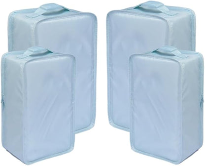 Travel Shoe Bags, Foldable Waterproof Shoe Pouches Organizer-Double Layer (2+2 Blue Shoebags)