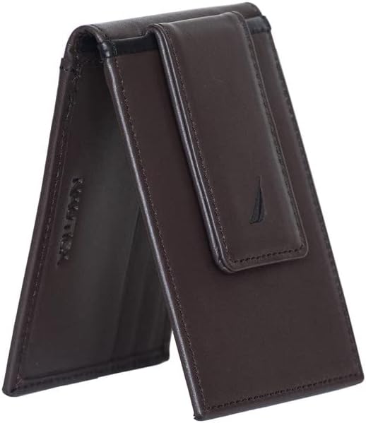 Nautica Men's Slim Wallet | Card Case | RFID Blocking | ID Window | Minimalist | Lightweight | Genuine Leather