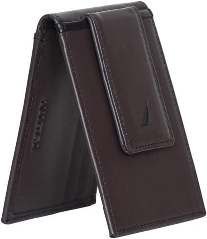 Nautica Men's Slim Wallet | Card Case | RFID Blocking | ID Window | Minimalist | Lightweight | Genuine Leather