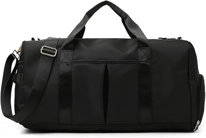 ZUEVI Sports Gym Duffel Bag for Men or Women Waterproof Weekender Travel Bag with Shoes Compartment Dry and Wet Separation for Training Swim Yoga(Black)