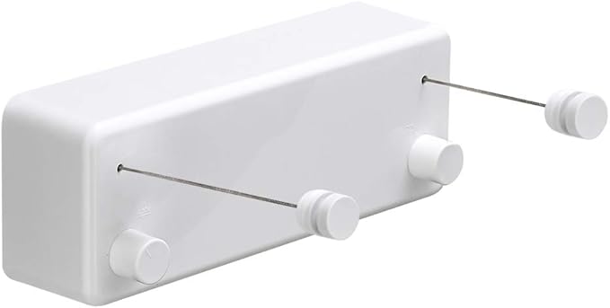BESy Retractable Clothesline ABS case+Aluminum Dryer with Adjustable Stainless Steel Double Rope String Hotel Style Heavy Duty,Wall Mounted Method, 13.8 Feets,White