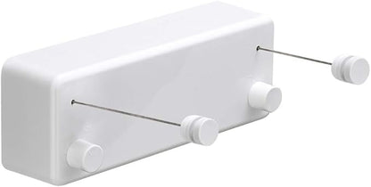 BESy Retractable Clothesline ABS case+Aluminum Dryer with Adjustable Stainless Steel Double Rope String Hotel Style Heavy Duty,Wall Mounted Method, 13.8 Feets,White