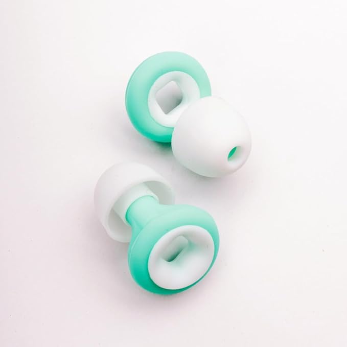 Reusable Silicone Earplugs for Sleeping – Soft Comfort Fit Noise Reduction Up to 27 dB – Ideal for Side Sleepers & Snoring Partners – 1 Pair (White & Green) with Travel Case
