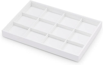 Oirlv Premium White Leather Stackable Jewelry Tray 12 Grid Jewelry Drawer Organizer Trays for Bracelets Earrings