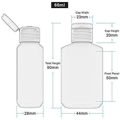 FOOCHY 2oz Empty Hand Sanitizer Travel Size Bottles, Refillable Clear Plastic Containers with Flip Cap for Shampoo, Lotion, Cream, Baby Shower, Tolitery (100 Pack)