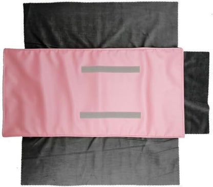 Portable Jewelry Roll Untangled Secure Necklace Travel Storage Bag Displays Holder 16 Chain (Pink PU and gray velvet)