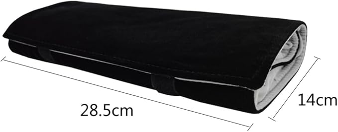 Portable Jewelry Roll Untangled Secure Necklace Travel Storage Bag Displays Holder 16 Chain (Black and Gray)