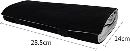Portable Jewelry Roll Untangled Secure Necklace Travel Storage Bag Displays Holder 16 Chain (Black and Gray)