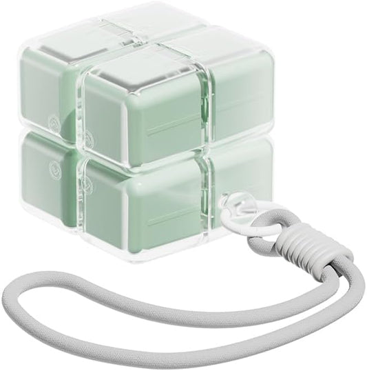 Purse Pill Organizer,Magnetic Cube Cute Pill Box,Pill Compact with 8 Compartment,Vitamin Container Weekly Pill Case (Green)